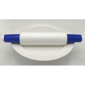 Tupperware Rolling Pin Fill & Chill Blue Handles Rotate Add Warm or Cool Water